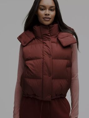 Wunder Puff 600-Down-Fill Cropped Vest COLOR: ROCKWOOD